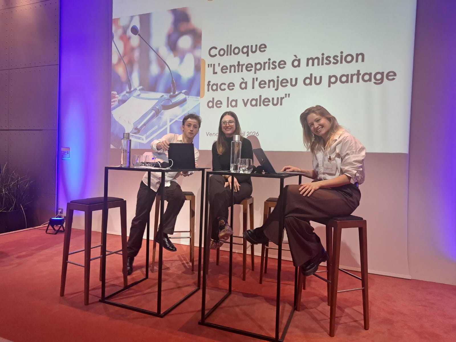 L'équipe Société à Mission Europe au colloque Carac — Pablo Maria, Sarah Vandenbroucke, Alix Vanmeervenne