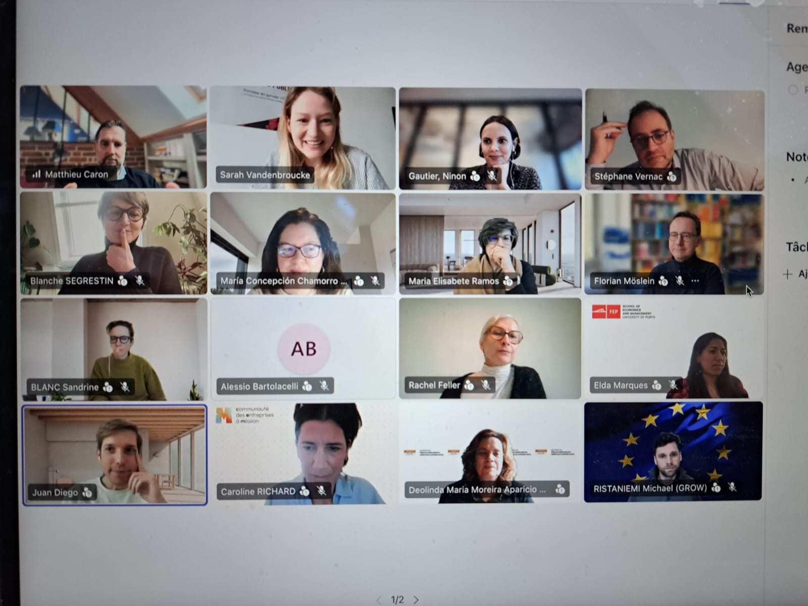 Réunion de lancement du Groupe de Travail Europe — visioconférence avec les chercheurs européens